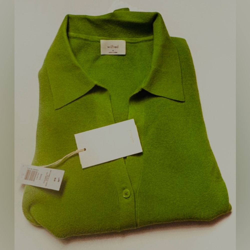 Lime Green Wilfred Sweater NWT with front buttons